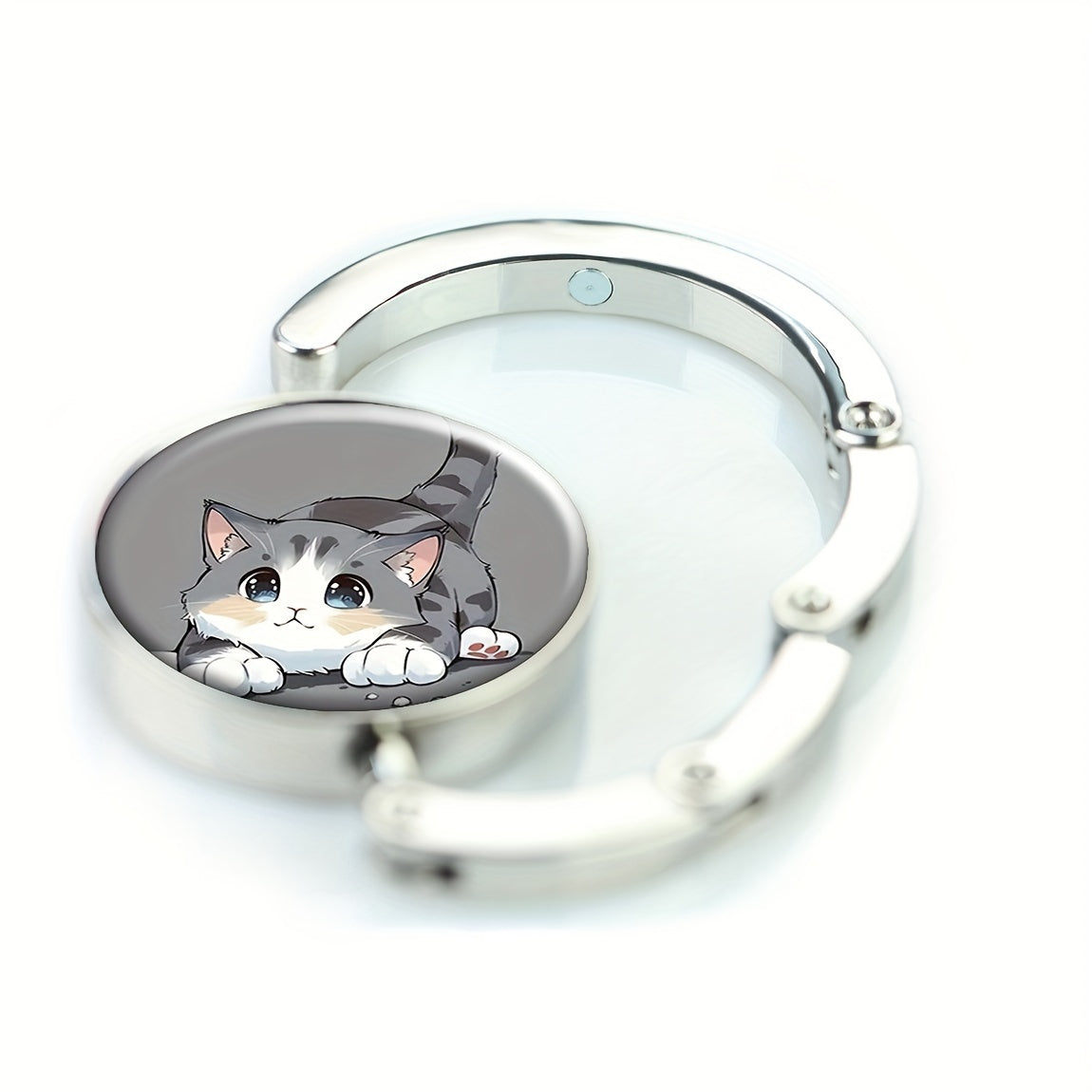 Foldable Zinc Alloy Cat Bag Hook, Travel Handbag Hanger, Gift Idea