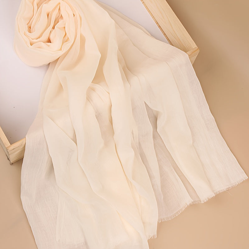 Women's Lightweight Solid Color Scarf Shawl Breathable Soft Polyester Sun Protection