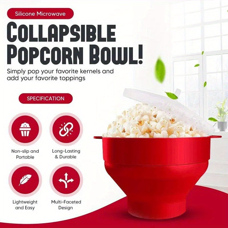 Silicone popcorn maker BPA-free collapsible lid dishwasher safe easy to use