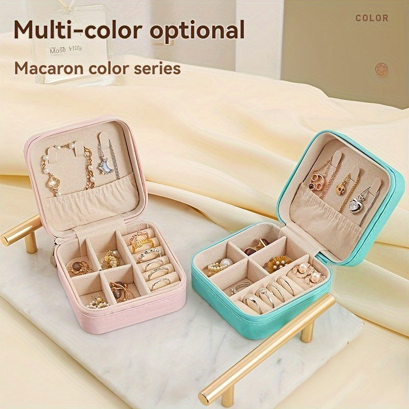 Mini Faux Leather Jewelry Organizer with Drawer for Earrings Necklaces Rings and Bracelets