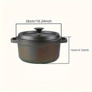 Cast Iron Double Handle Dutch Oven 10.24 Inch Non-Stick Skillet Multi-Purpose Cooking Pot