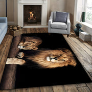 Luxurious Crystal Velvet Area Mat with Double Lion Design, Anti-Slip, Machine Washable