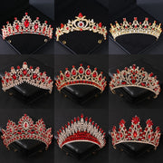 Red Crystal Tiaras for Women Prom Bridal Rhinestone Wedding Hair Accessories Crown