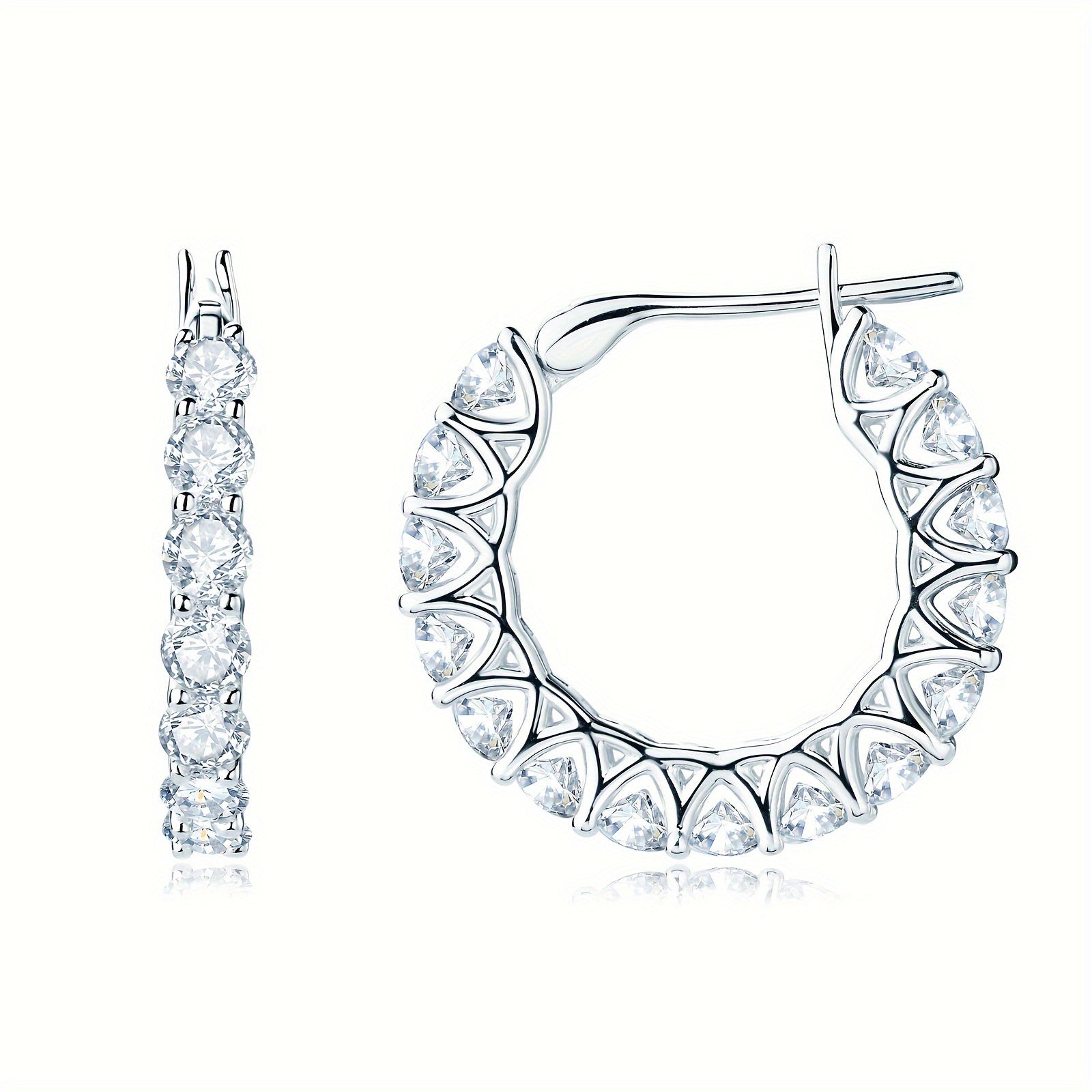 Sterling Silver Moissanite Earrings Round Full Circle 3mm 4mm Jewelry Gift