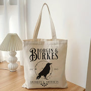 Crow Pattern Canvas Tote Bag Reusable Shopping Bag Large Durable