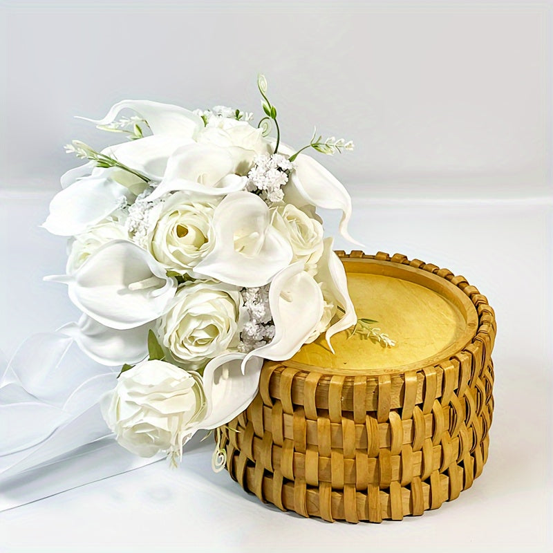 Calla Lily and Lotus Bridal Bouquet with Water Drop Design for Weddings and Events