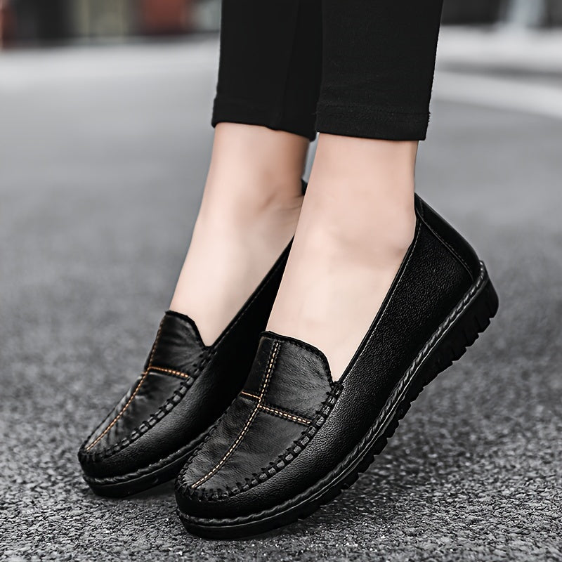 Women's Flat Shoes Slip-On Lightweight Solid Color Man Made Materials Rubber Sole