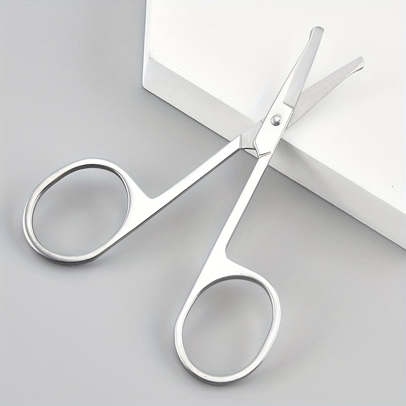 Pack de 3 tijeras pequeñas de acero inoxidable curvas y redondeadas para cejas, barba, bigote y rostro