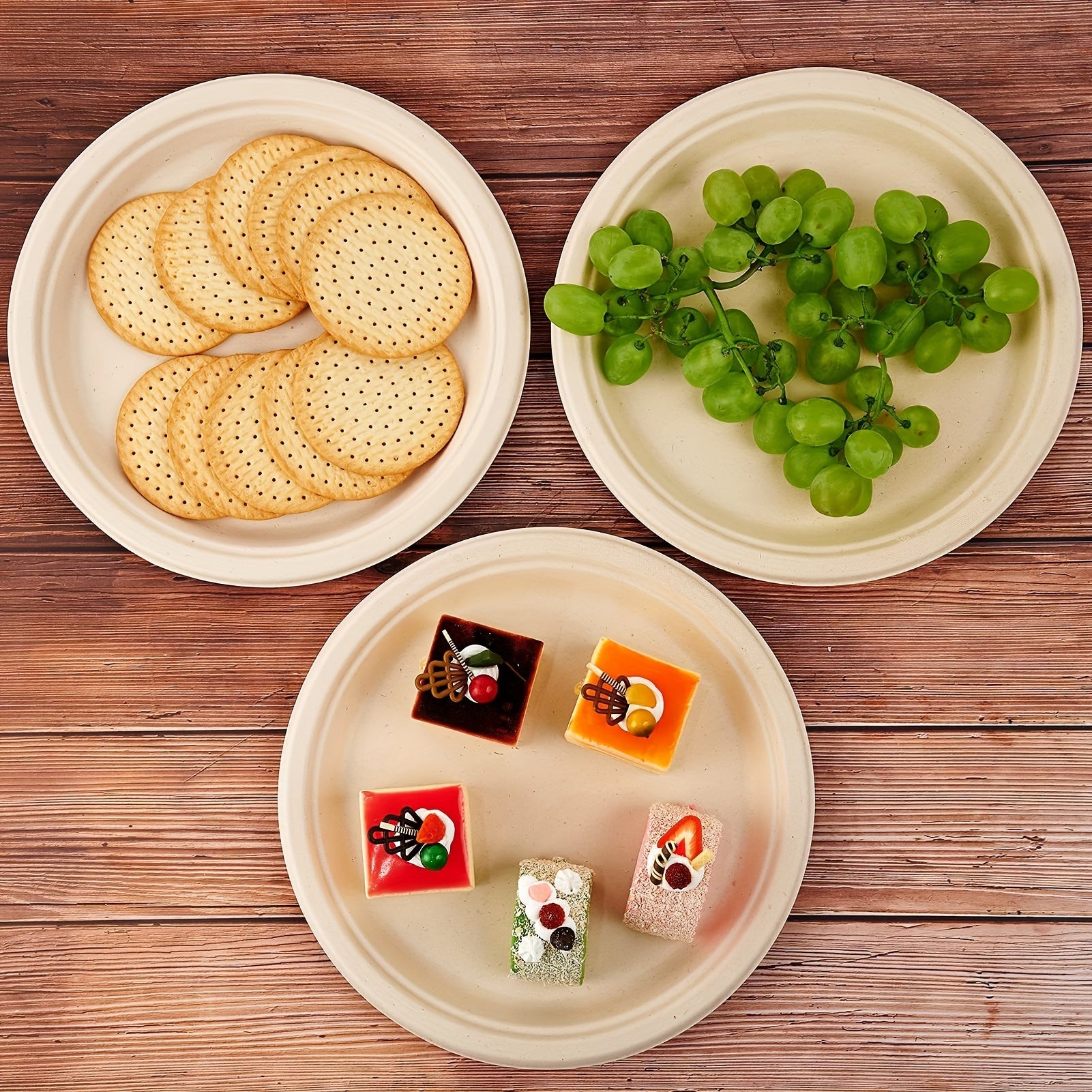 Bir martalik qog'oz plitalar 10 9 7 dyuym, 50 ta, 100 ta, partiyalar va pikniklar uchun paket