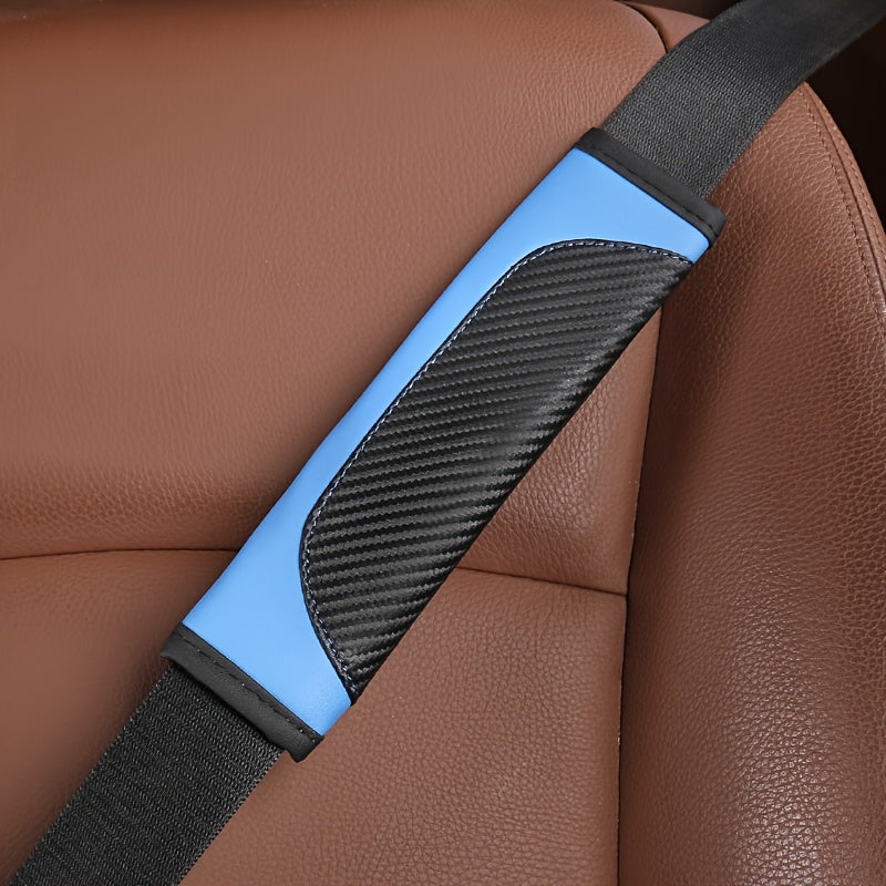 Car Seat Belt Shoulder Pad PU Leather Carbon Fiber Style Comfortable Cover