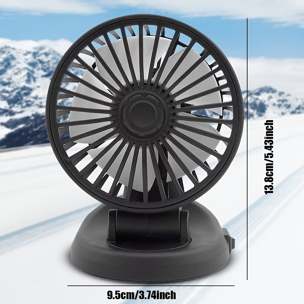 Portable Car Folding Fan with 5V USB Power Low Noise Adjustable Head Multi-Angle Rotation for RVs Trucks and Home