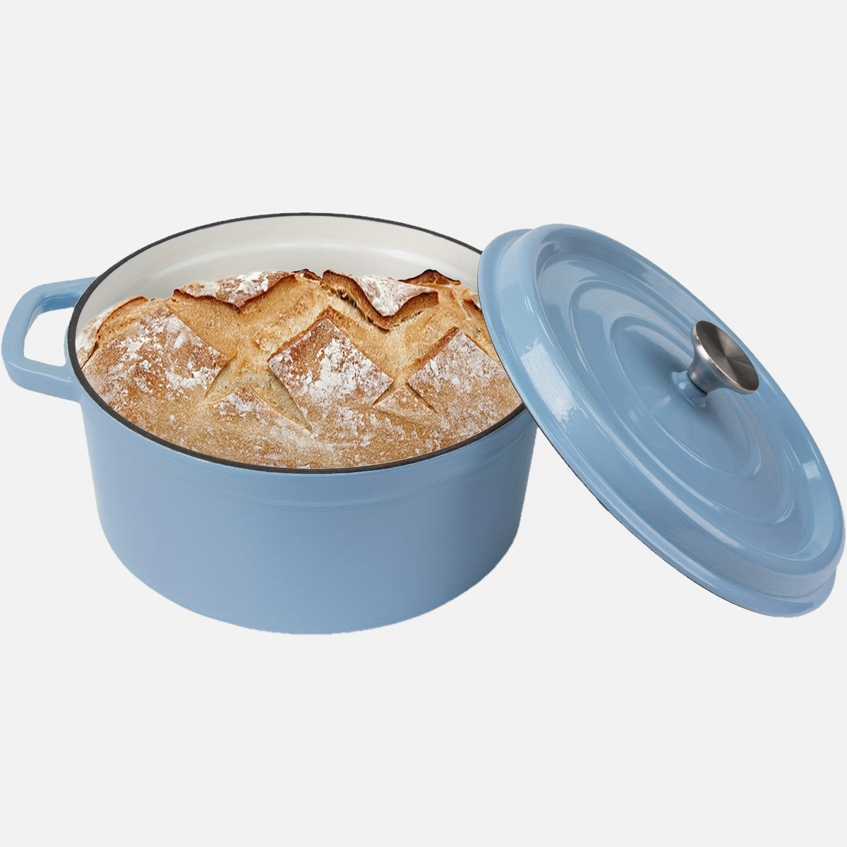 Olla de hierro fundido esmaltado de 24cm en color blanco para cocina