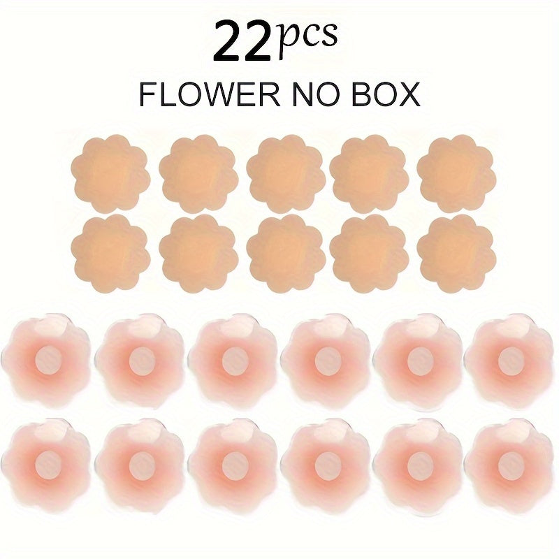22pcs Silicone Nipple Covers Strapless Reusable Self-Adhesive Breast Pasties for Women
