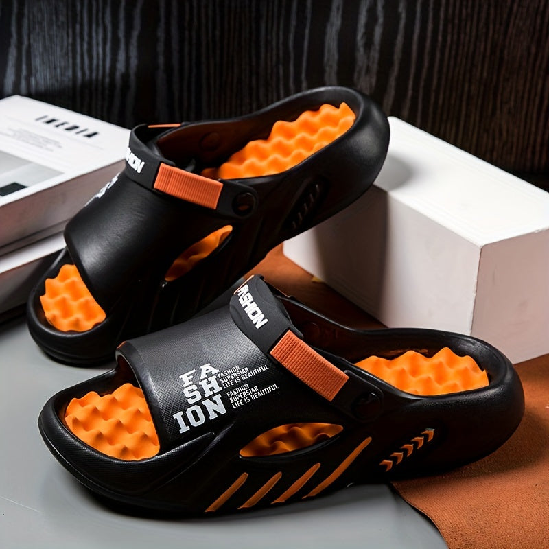 Erkaklar uchun moda EVA plyaj sandallari, yengil slip-on slaydlar, dumaloq barmoq dizayni bilan