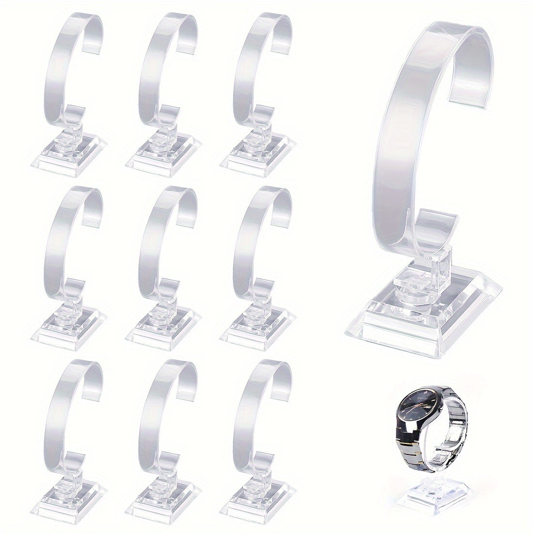 Набор из 10 прозрачных пластиковых подставок для часов и украшений в форме буквы C