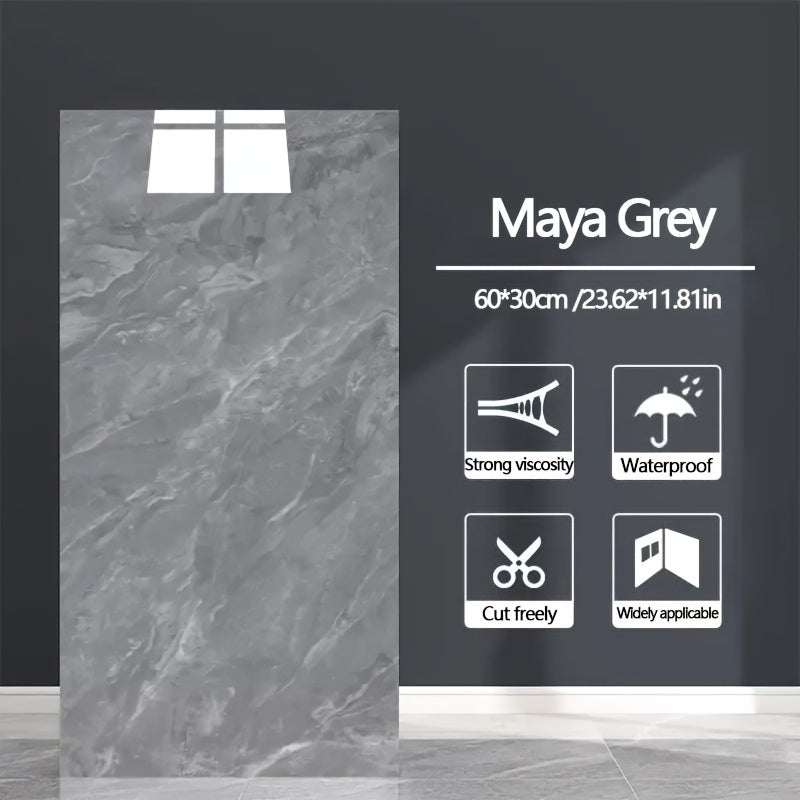 Self-Adhesive Marble Tile Wall Stickers Waterproof Oil-Proof Removable for Kitchen Bathroom Decor