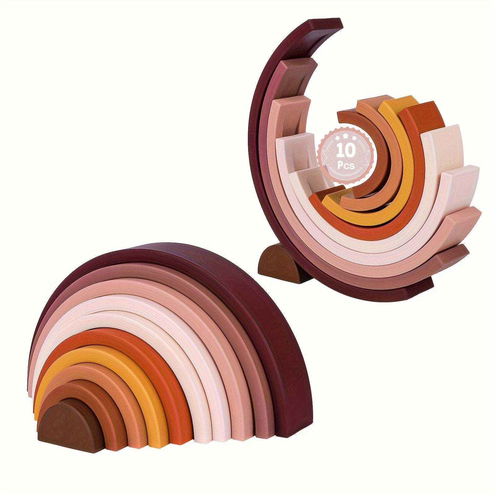 Silicone Rainbow Stacking Toy for Kids Educational Nesting Puzzle 7 Tiers