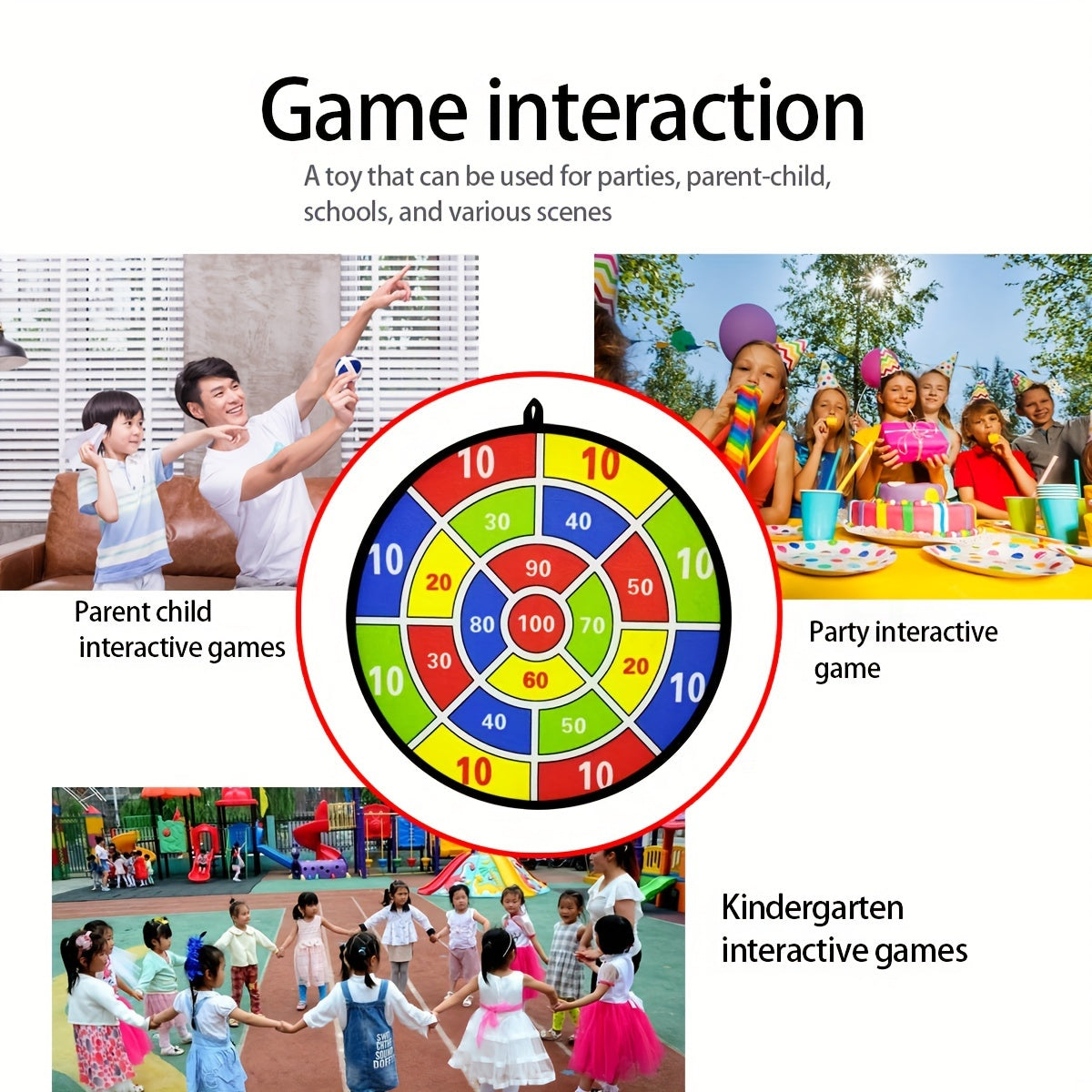 12 ta yopishqoq to'p dart plitalari to'plami, ichki va tashqi o'yinlar uchun, 6 yoshdan katta uchun partiya o'yini