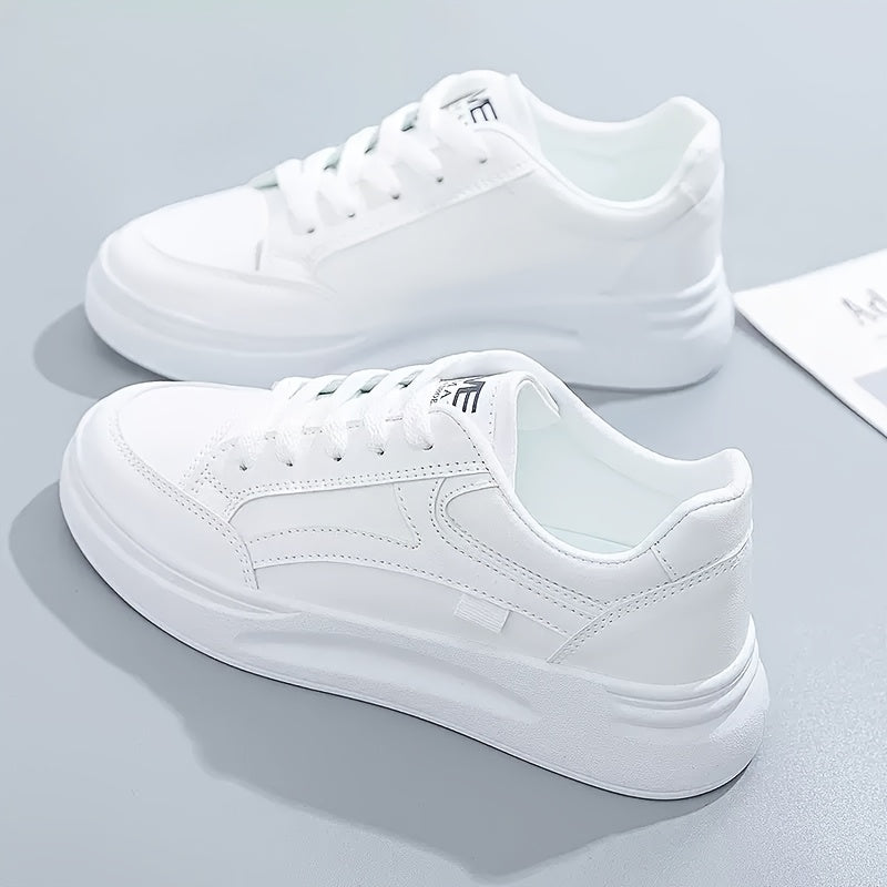 Women's White Low-Top Sneakers with Mint Green Accents Casual Shoes for All-Season Outdoor Use