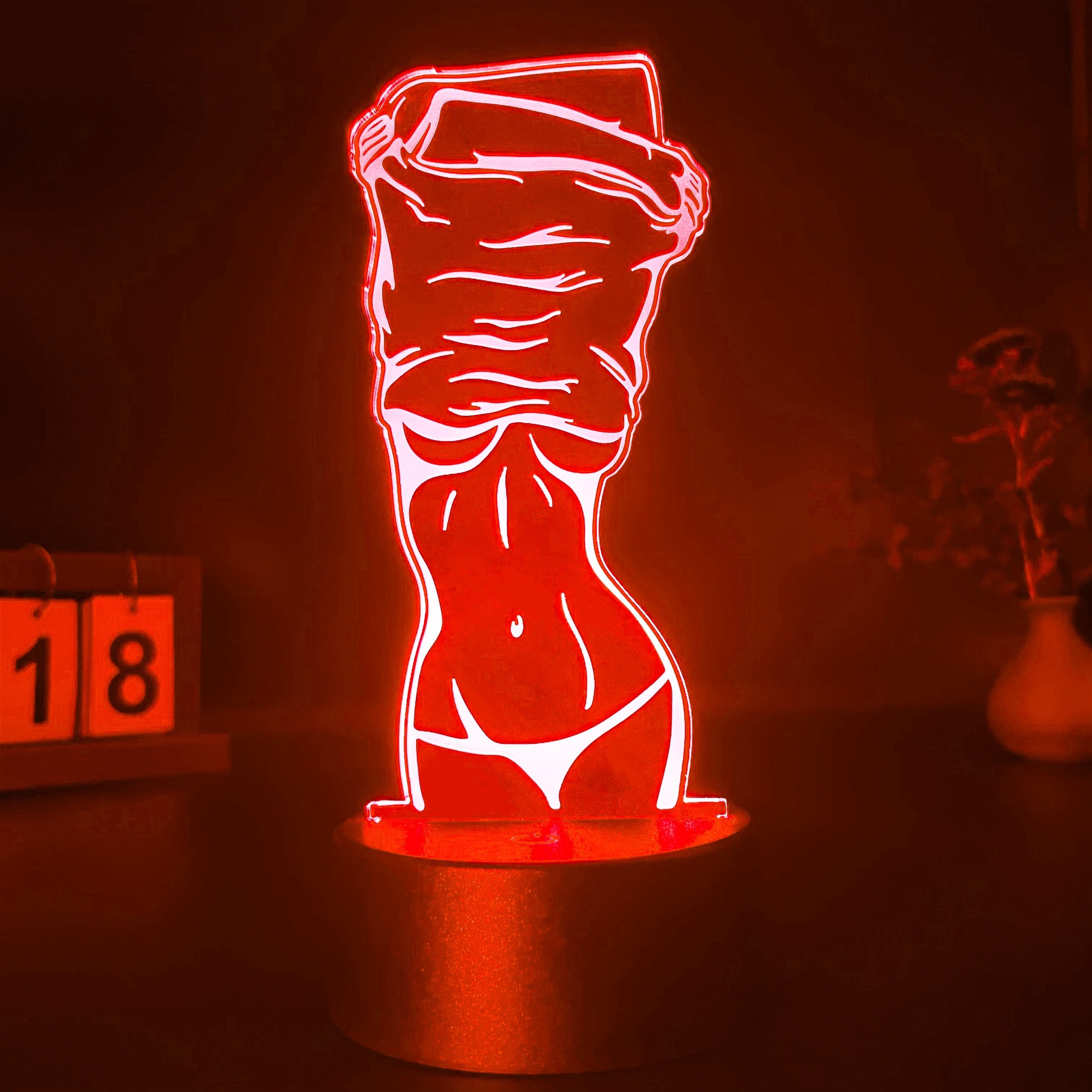 3D Illusion Night Light with Sexy Lady Design Touch Control USB Desk Lamp for Bedroom Decor