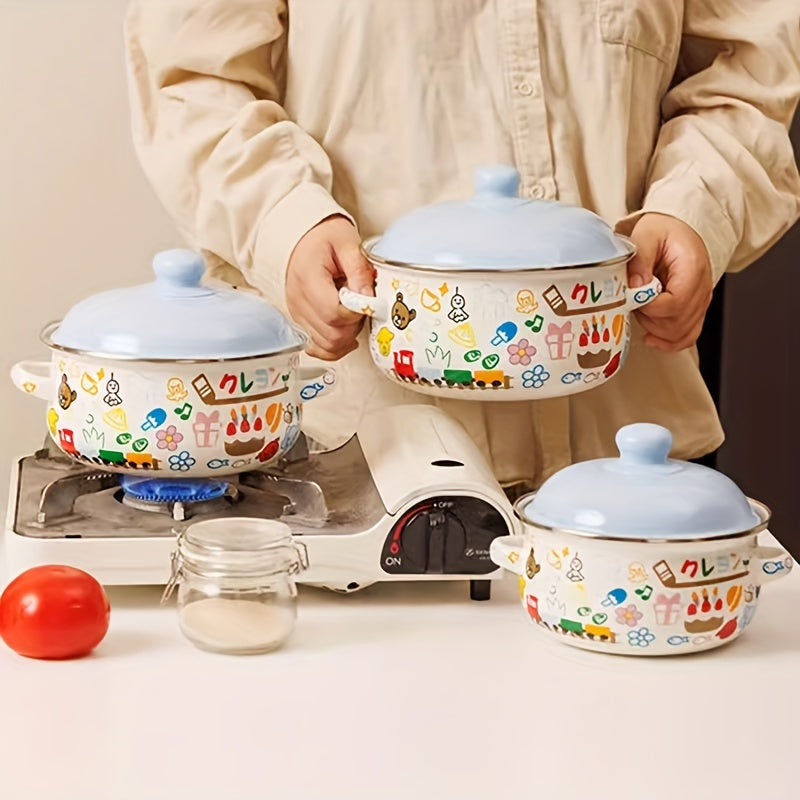 Enamel Cookware Double-Ear Soup Pot for Home Kitchen Cooking