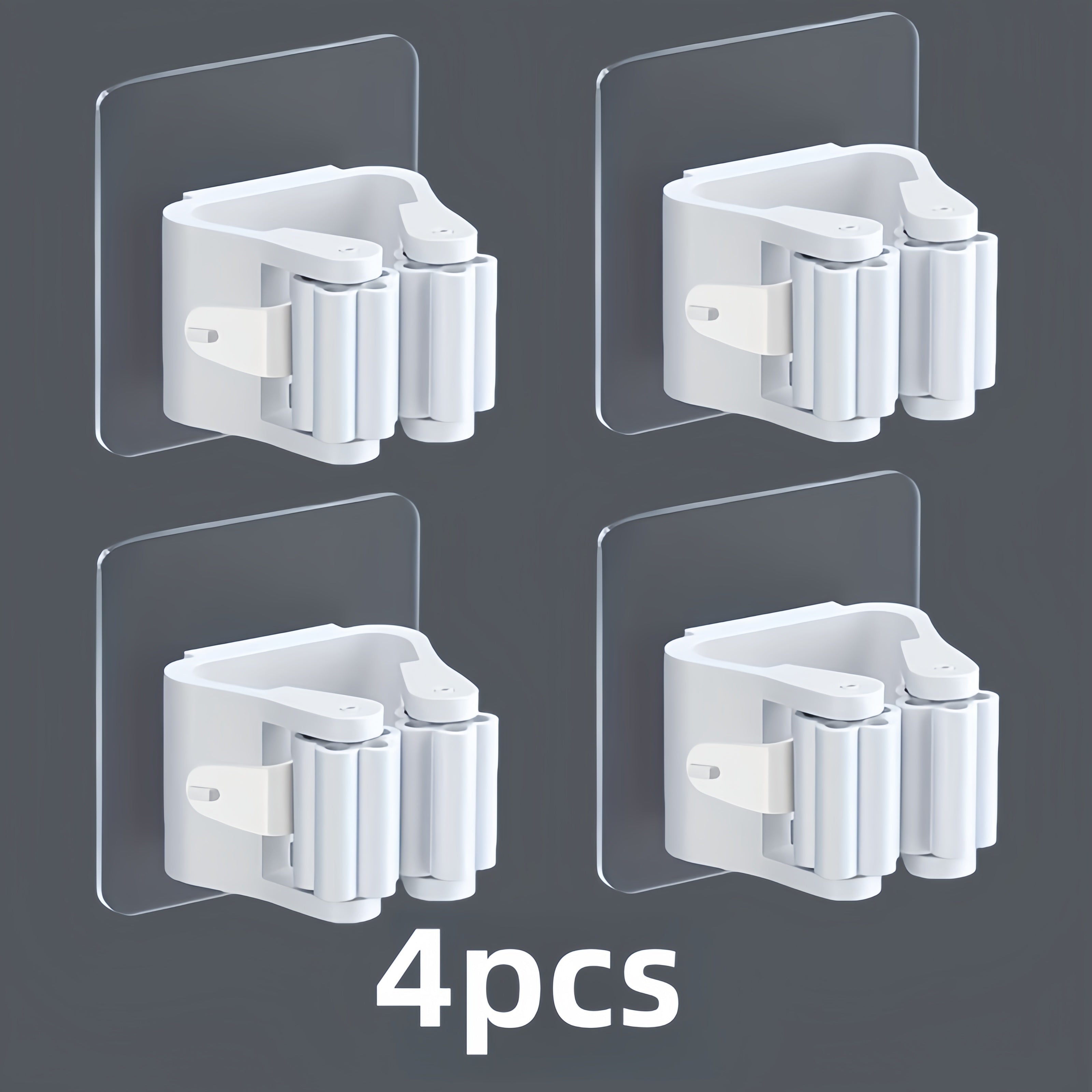 Organizador de mopa de pared con 3 o 4 ganchos antideslizantes impermeables para baño, cocina y jardín