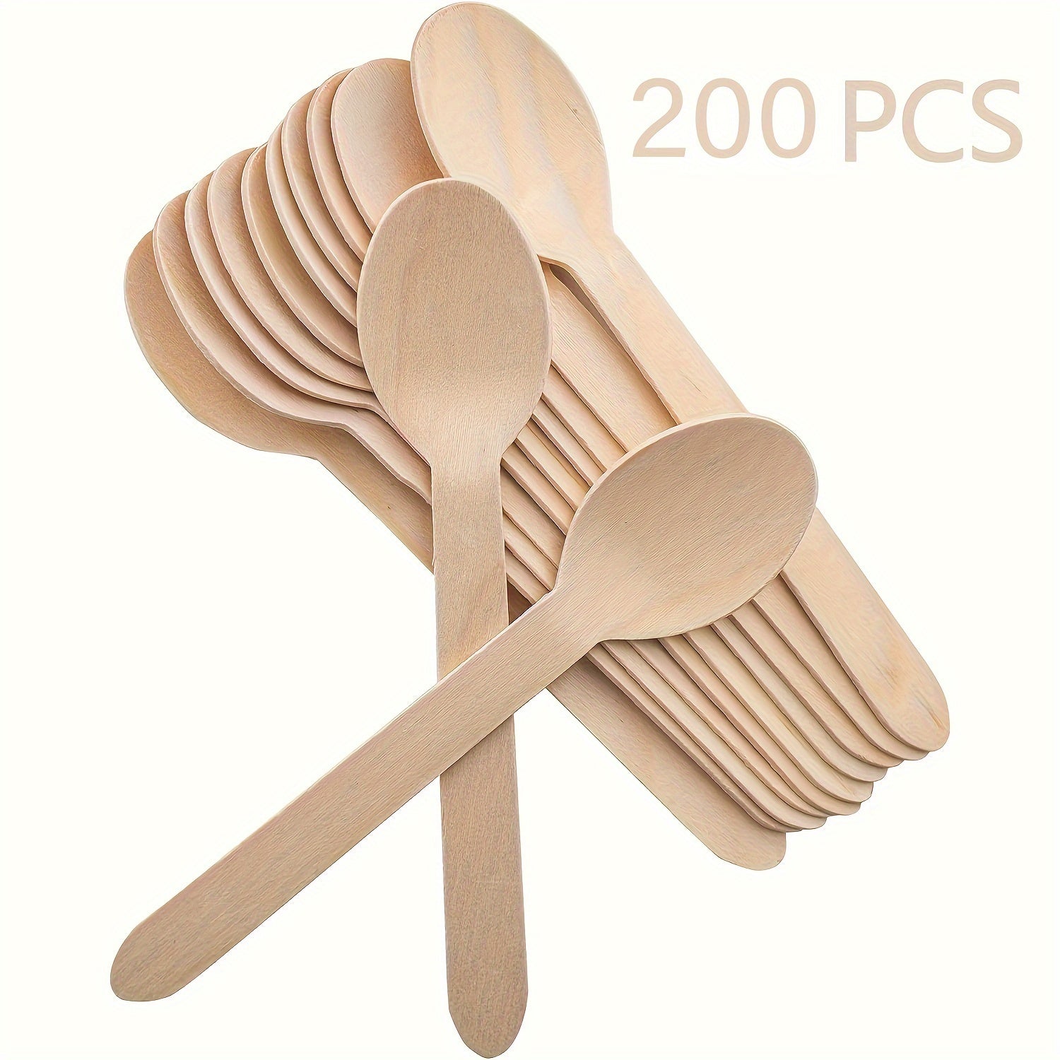 Disposable Wooden Dessert Spoons 5.5 Inch Pack of 40-200 for Weddings Parties