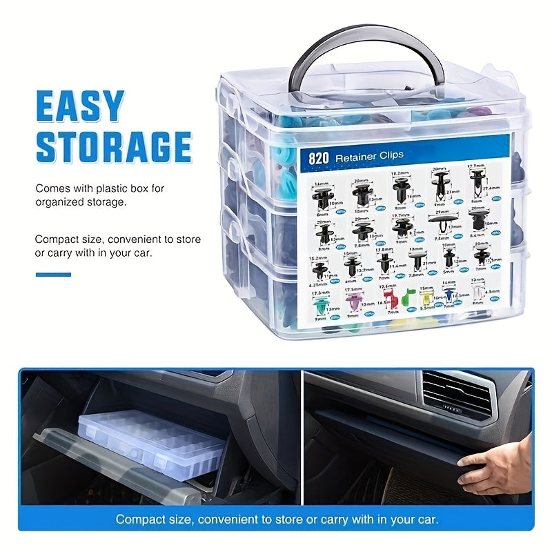 Car Repair Clips 26 Sizes 820Pcs PP Plastic Fasteners Auto Car Accessories