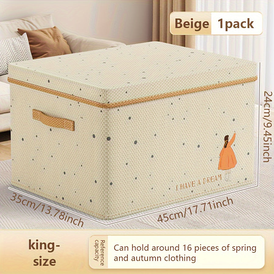Foldable Fabric Storage Box with Lid for Clothes Toys and Home Organization
