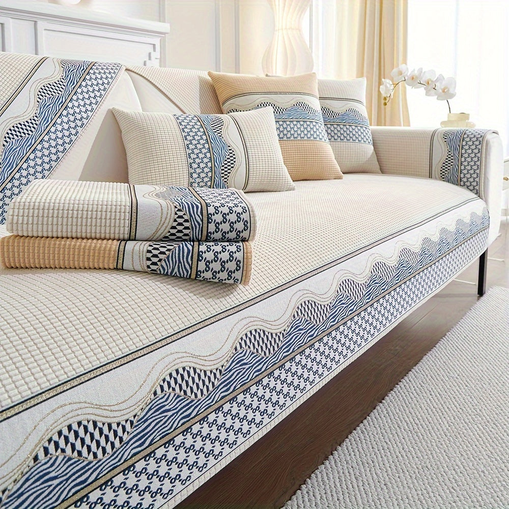 Velvet Sofa Cushion Cover Non-Slip Pet-Friendly All-Season Protecting Armchair Loveseat 3-4 Seater