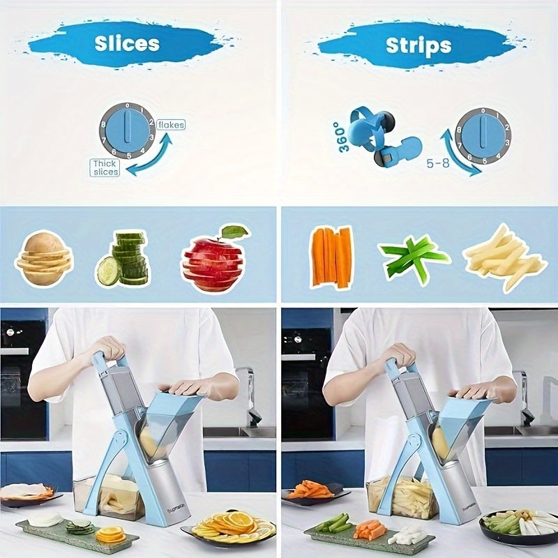Stainless Steel Mandoline Slicer with Adjustable Thickness and Julienne Blade