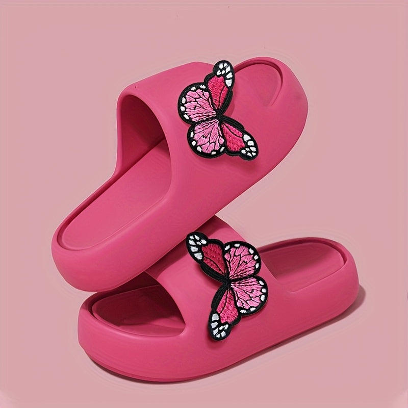 Women's Pink Butterfly Slippers Lightweight EVA Non-Slip Indoor Beach