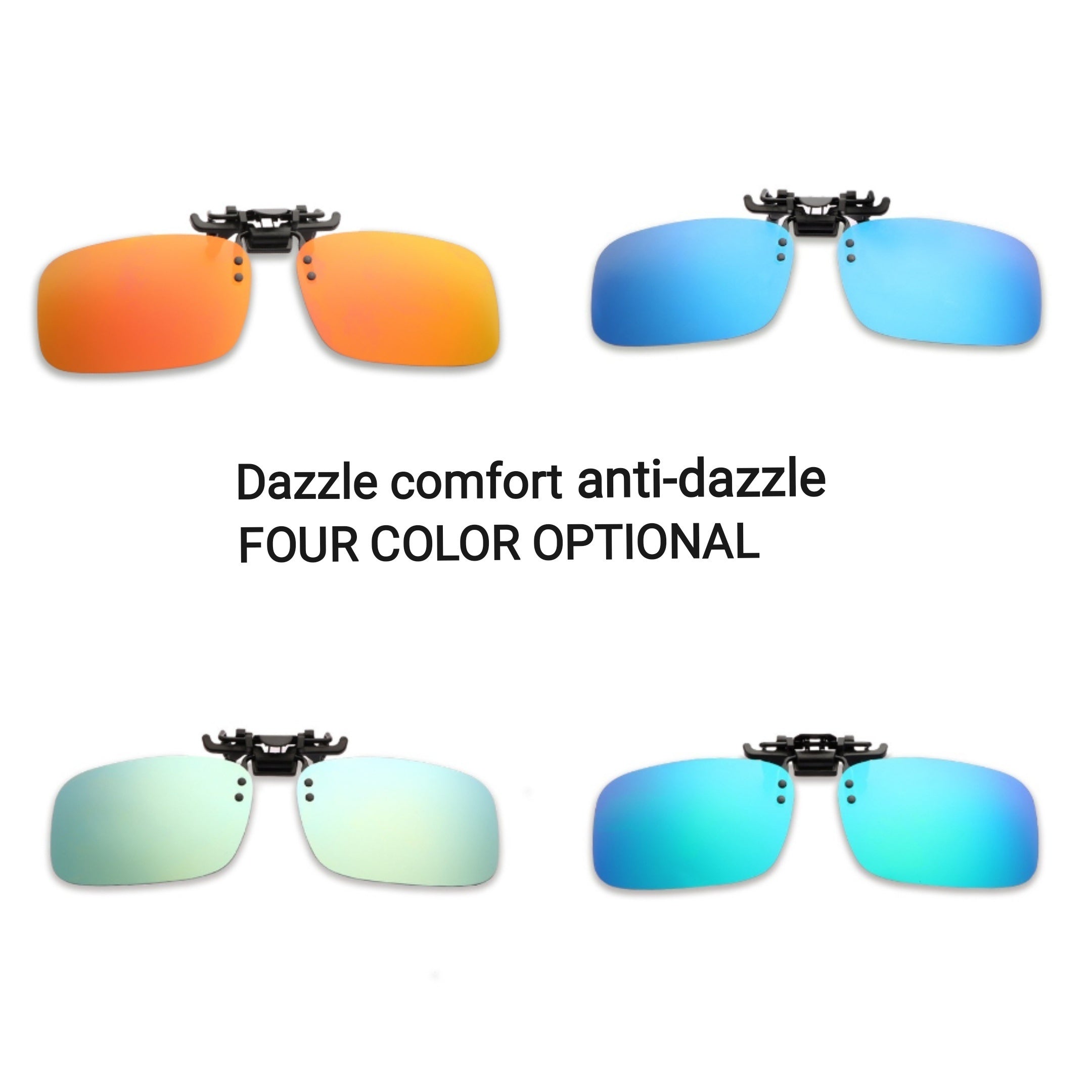 Set of 4 Polarized Rectangular Clip-On Sunglasses for Men Driving