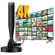 Antena de TV digital HD para interior y exterior, recepción de 360°, compatible con 4K y 1080P
