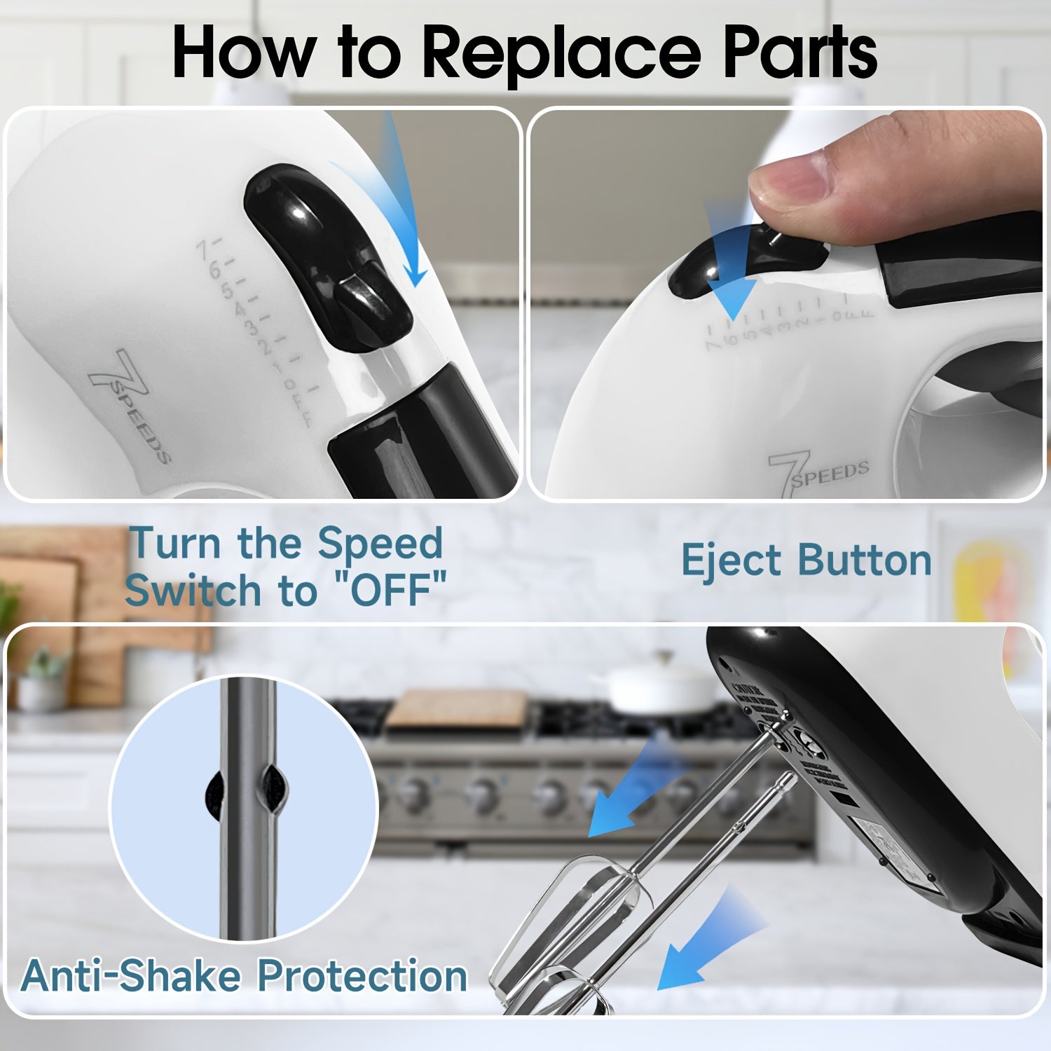 Handheld Electric Mixer with 7 Speeds for Eggs and Batter