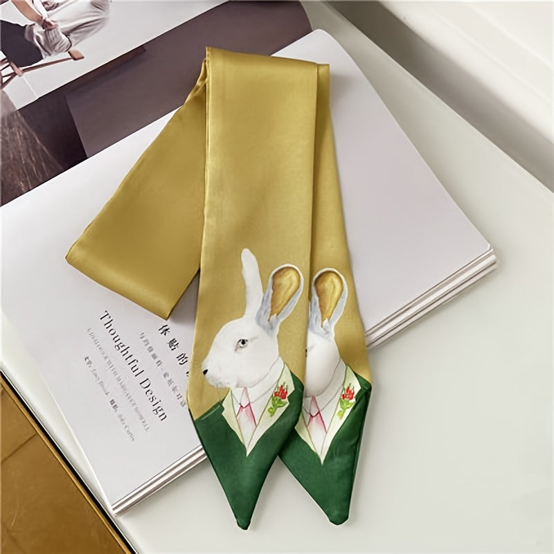 Women's Casual Decorative Neck Scarf with Animal Print in Small Silky, Thin, and Smooth fabric. Can also be worn as a Streamer Hairband.