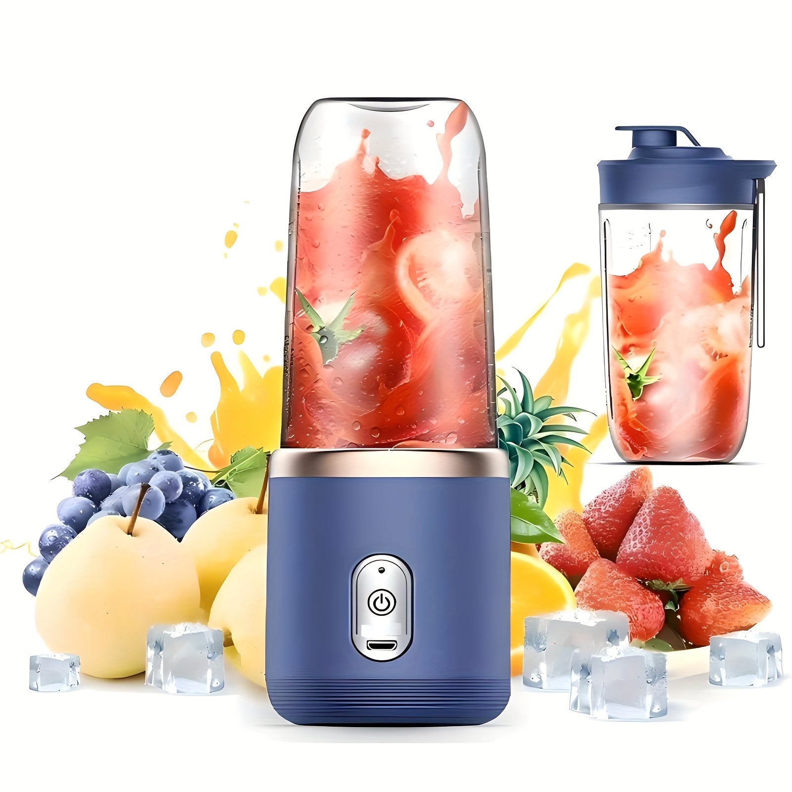 Portable Blender Set with Dual Cups USB Rechargeable Ice Crushing