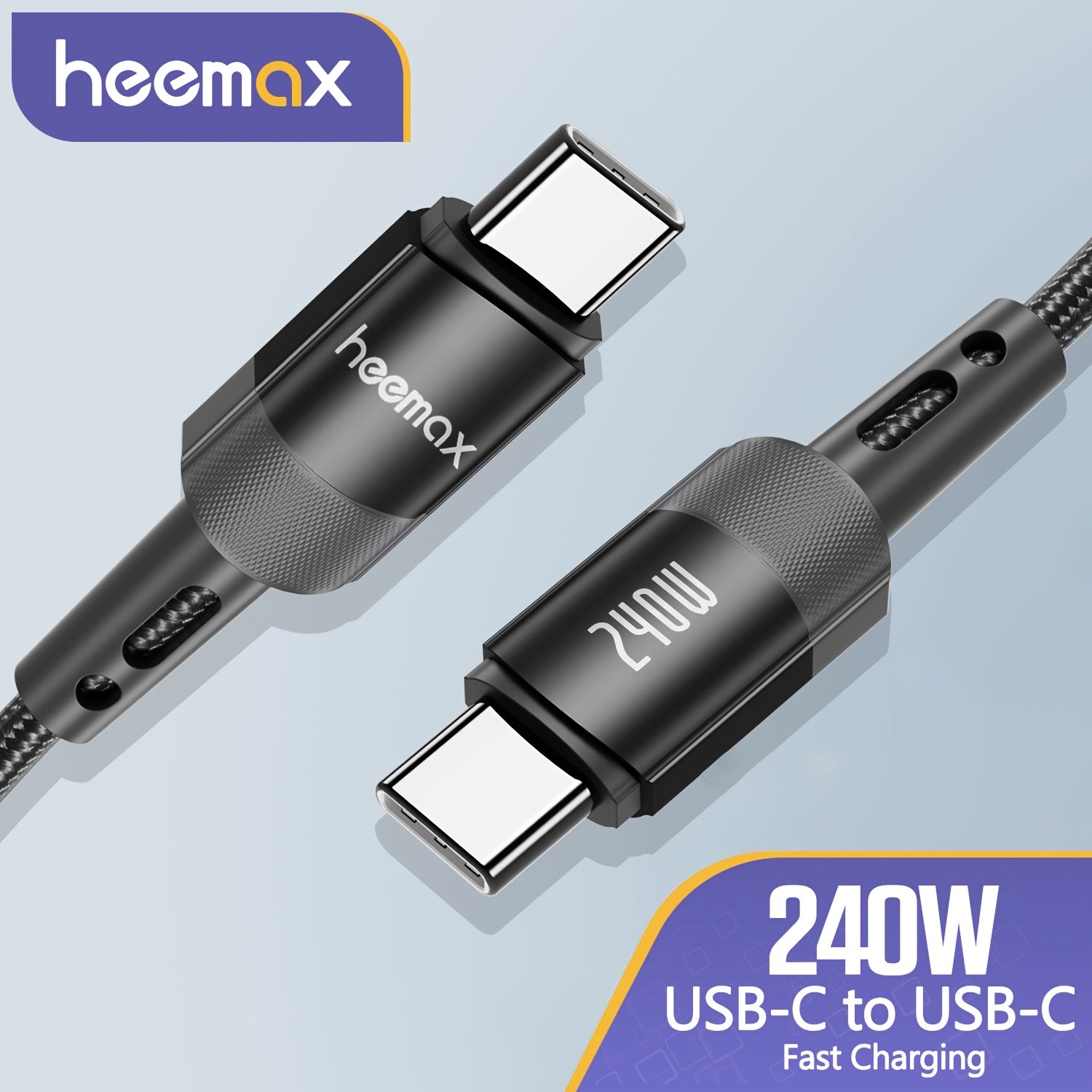 USB C to USB C Cable 240W Fast Charging Nylon Flat Matte for Phones and Devices