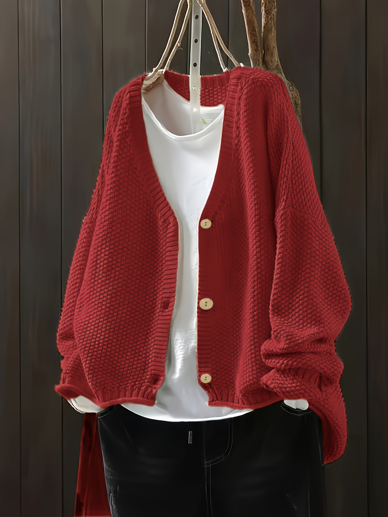 Plus Size Knit Cardigan Women Long Sleeve Button Fall Winter Casual