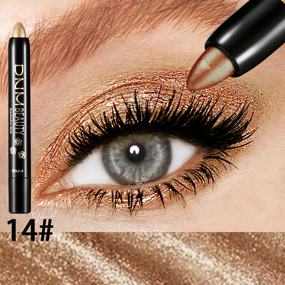 Women 15-Color Eyeshadow Stick Set Waterproof Glitter Shimmer Dual-Ended