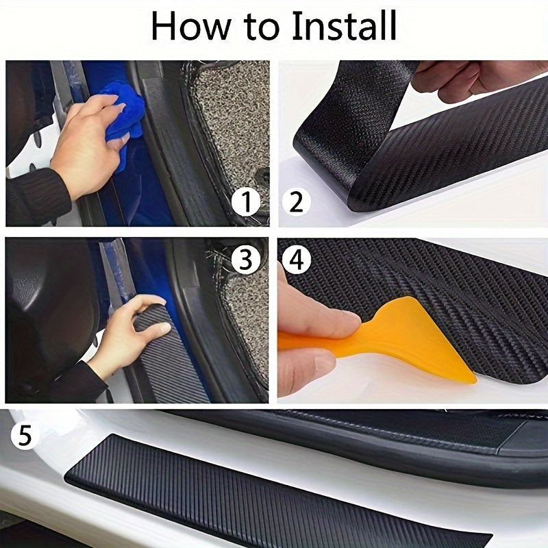 Car Door Sill Protector Sticker Anti-Scratch Kick Guard Pad 1pc