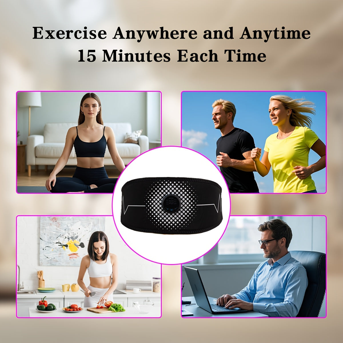 6 rejim va 18 intensivlikka ega to'liq tana mushaklarini bo'shatish uchun qayta zaryadlanadigan EMS massaj qurilmasi.