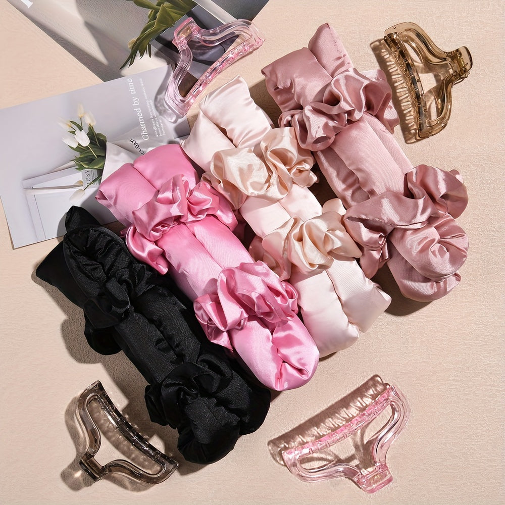 Heatless Satin Hair Curlers Set for Women and Girls with Curling Rod Headband and Loops