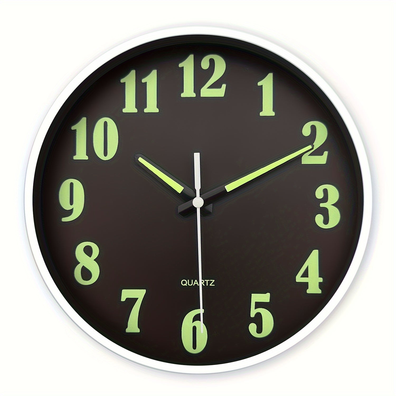 8-Inch Wall Clock with Luminous Green Numerals Silent Battery-Powered for Living Room Bedroom Outdoor
