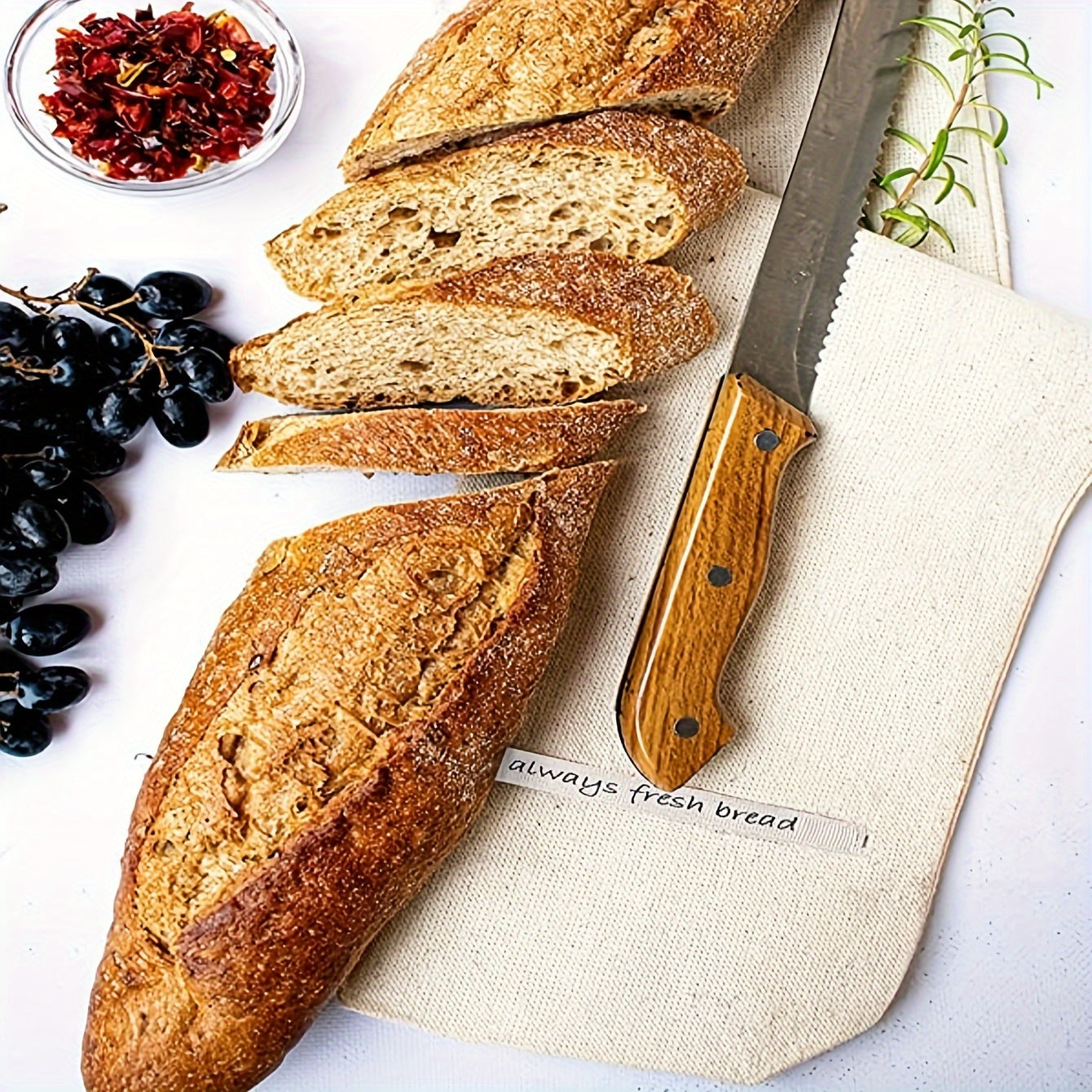 Bolsas reutilizables para productos y bolsas para pan con cordón, material sin blanquear