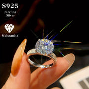 Sterling Silver Engagement Ring 5 Carat Moissanite Double Row Pigeon Egg Cut