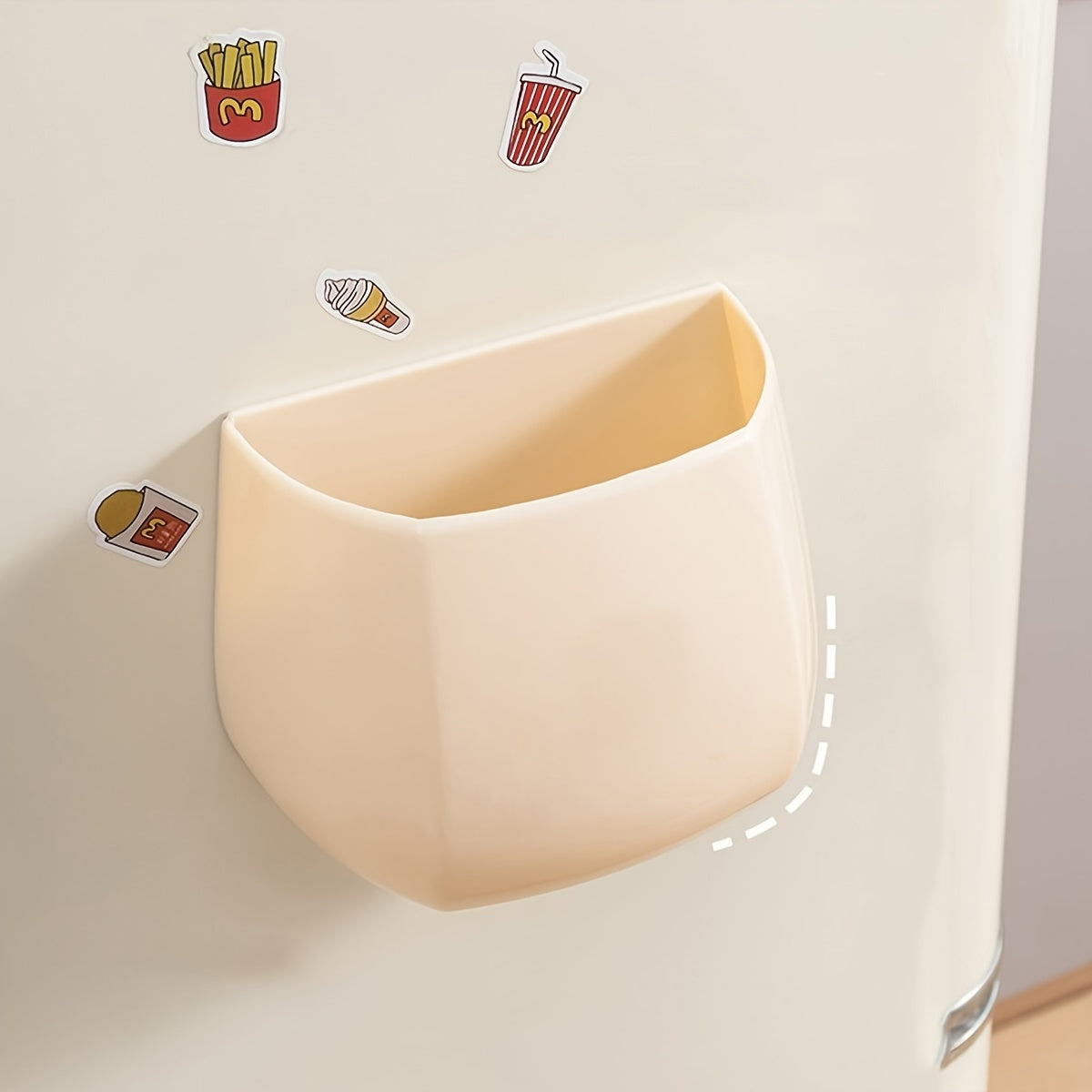 Magnetic Refrigerator Organizer with Pen Holder Plastic Storage Box for Kitchen and Desk