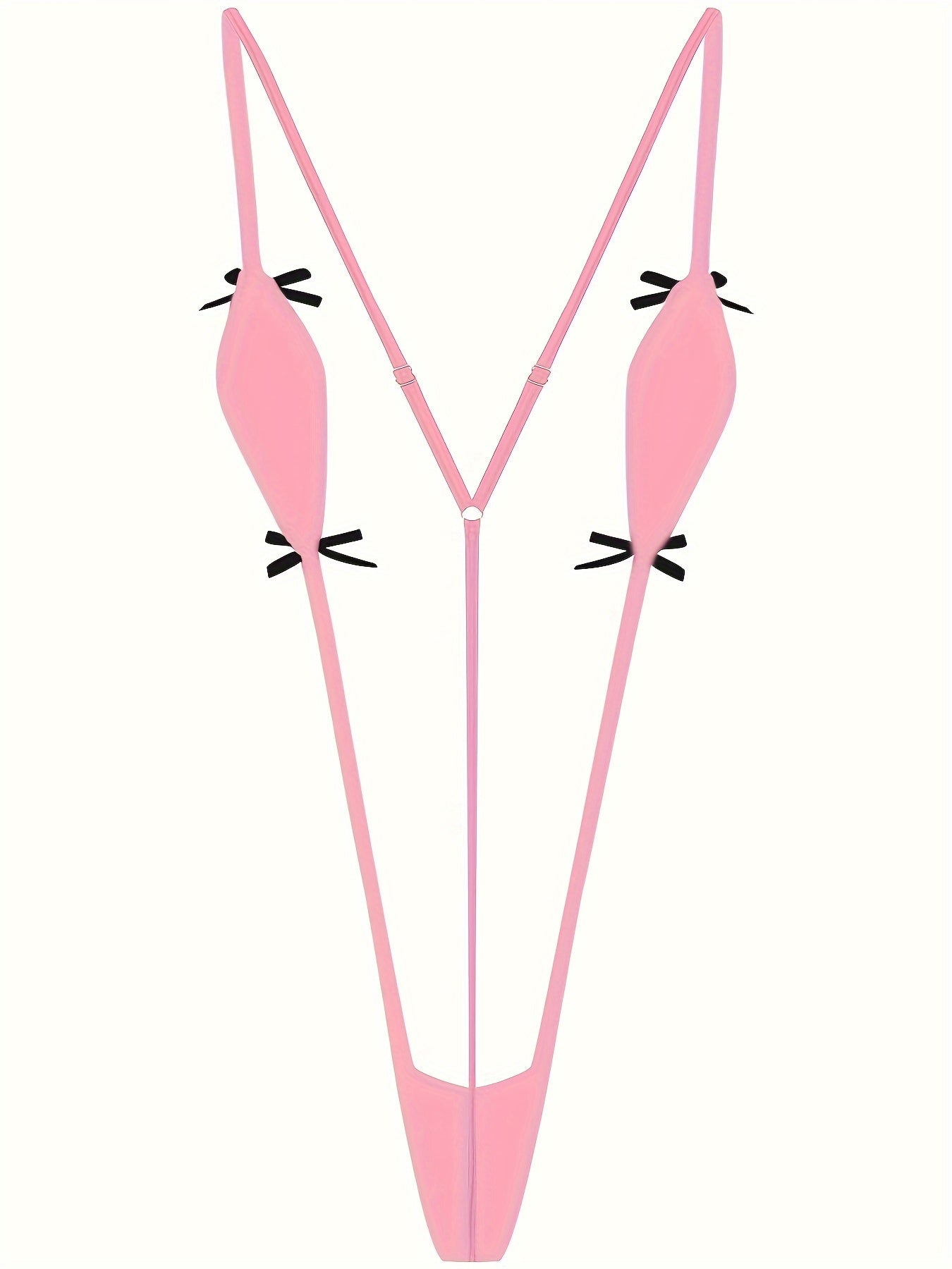 Women's Black Lace Bodysuit with Three-Point Charm Design