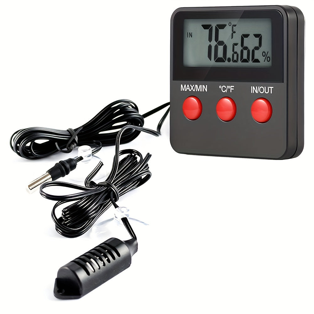 Digital LCD Thermometer Hygrometer for Incubators and Outdoor Pets with External Probe