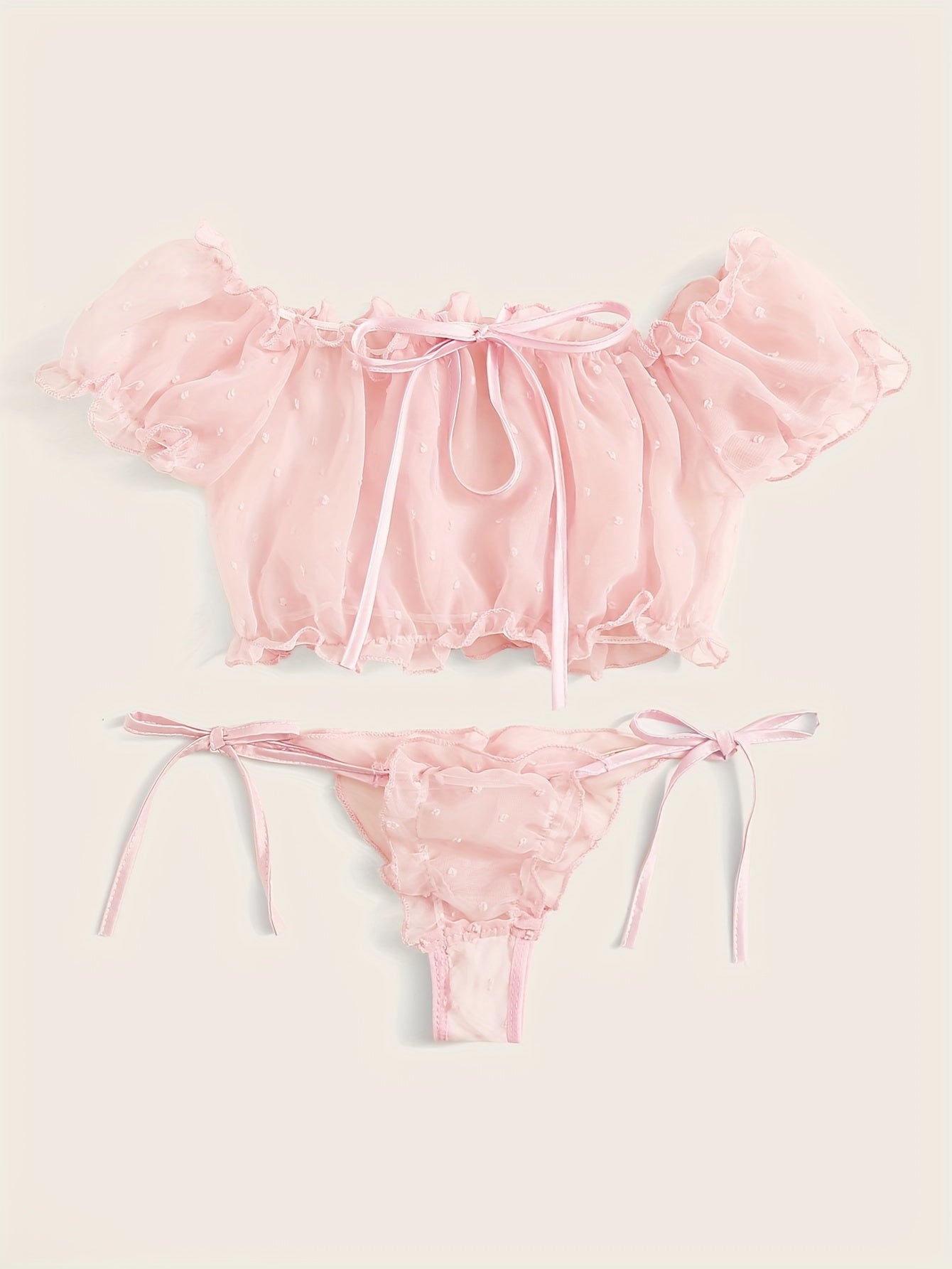 Women's Lace Lingerie Set with One-Shoulder Design Wave Stitching and Tie Belt